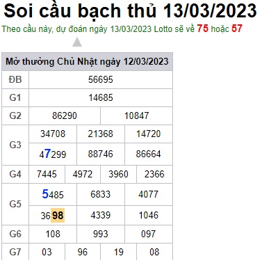 Soi cầu bạch thủ 13/3/23