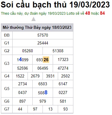 Soi cầu bạch thủ 19/3/23