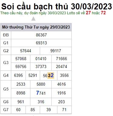 Soi cầu bạch thủ 30/3/23