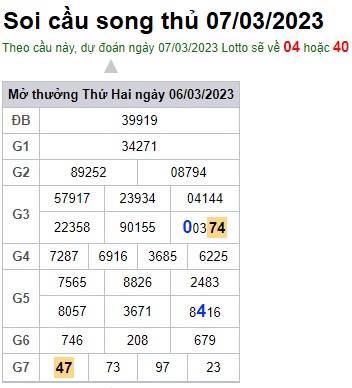 Soi cầu song thủ 7/3/23