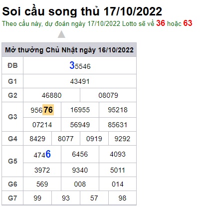 Soi cầu song thủ 17/10/2022